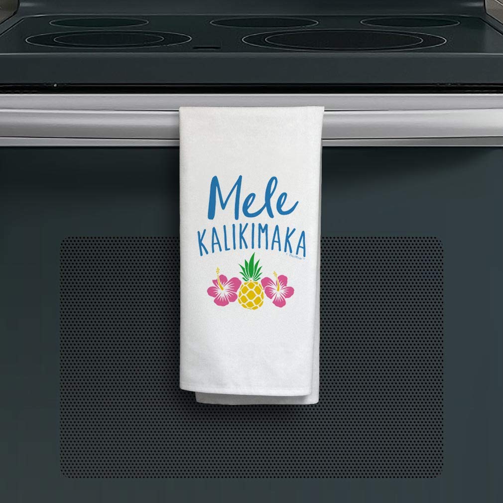 Rustic Christmas Kitchen Towel - Hawaiian Mele Kalikimaka Decor for Holiday Cooking
