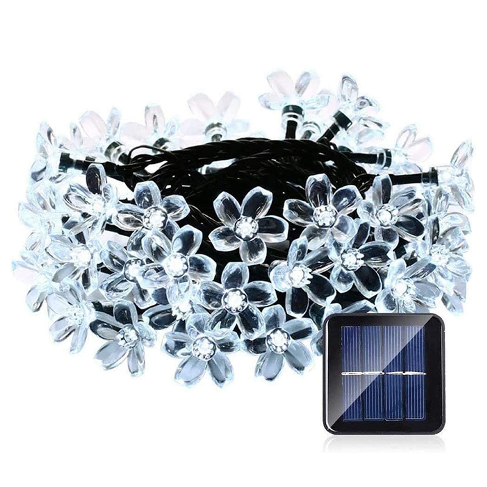iKenta 20 LED Solar String Lights - 16.4ft Cherry Blossom Fairy Lights for Outdoor & Indoor Decor - Waterproof Wedding, Party, Christmas Lighting - Perfect for Garden, Yard, Patio, Balcony and Wall Decorations (White)
