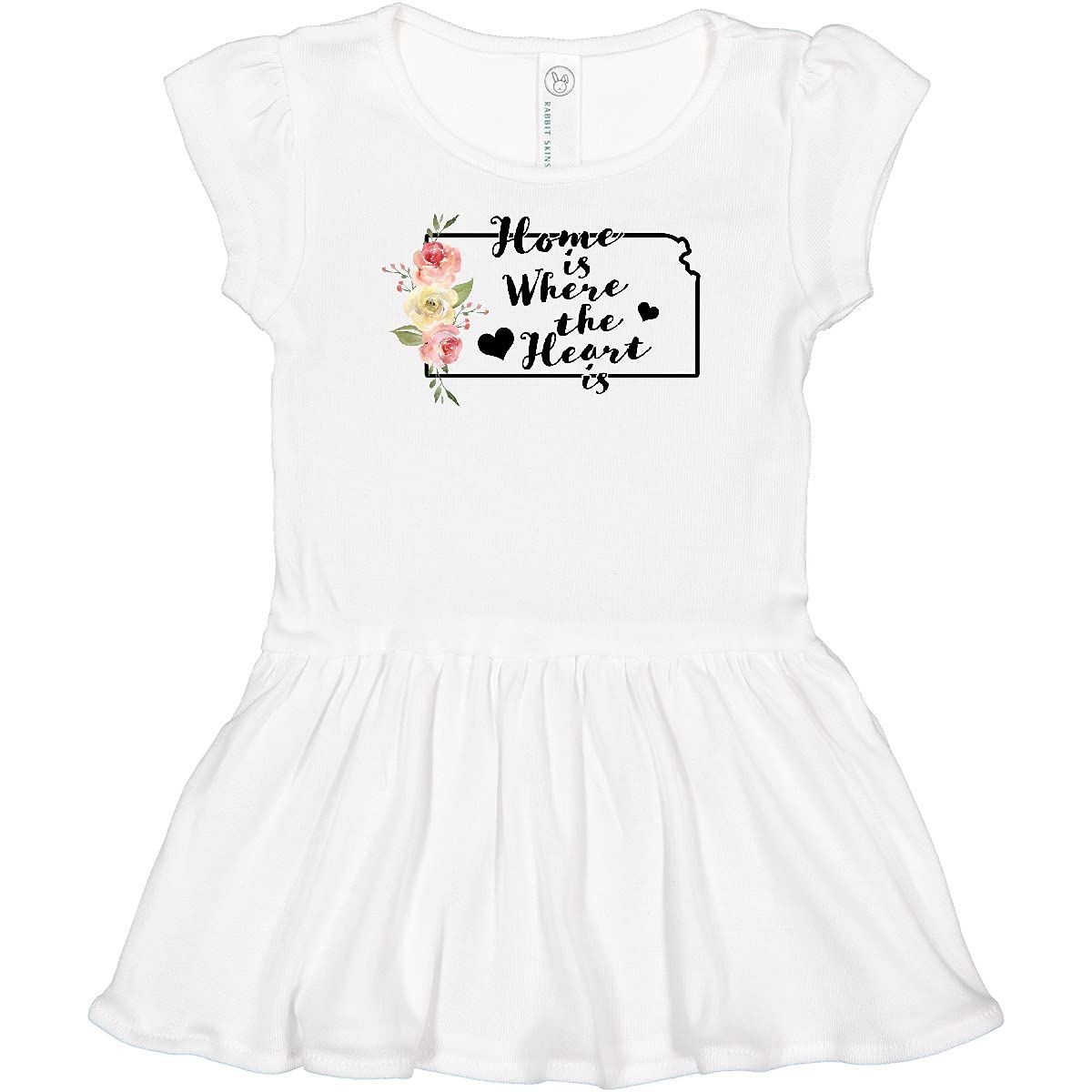 Inktastic Kansas Home Where The Heart Is Watercolor Floral Baby Girl Dress - Perfect for Family Photos, Holidays & Special Occasions