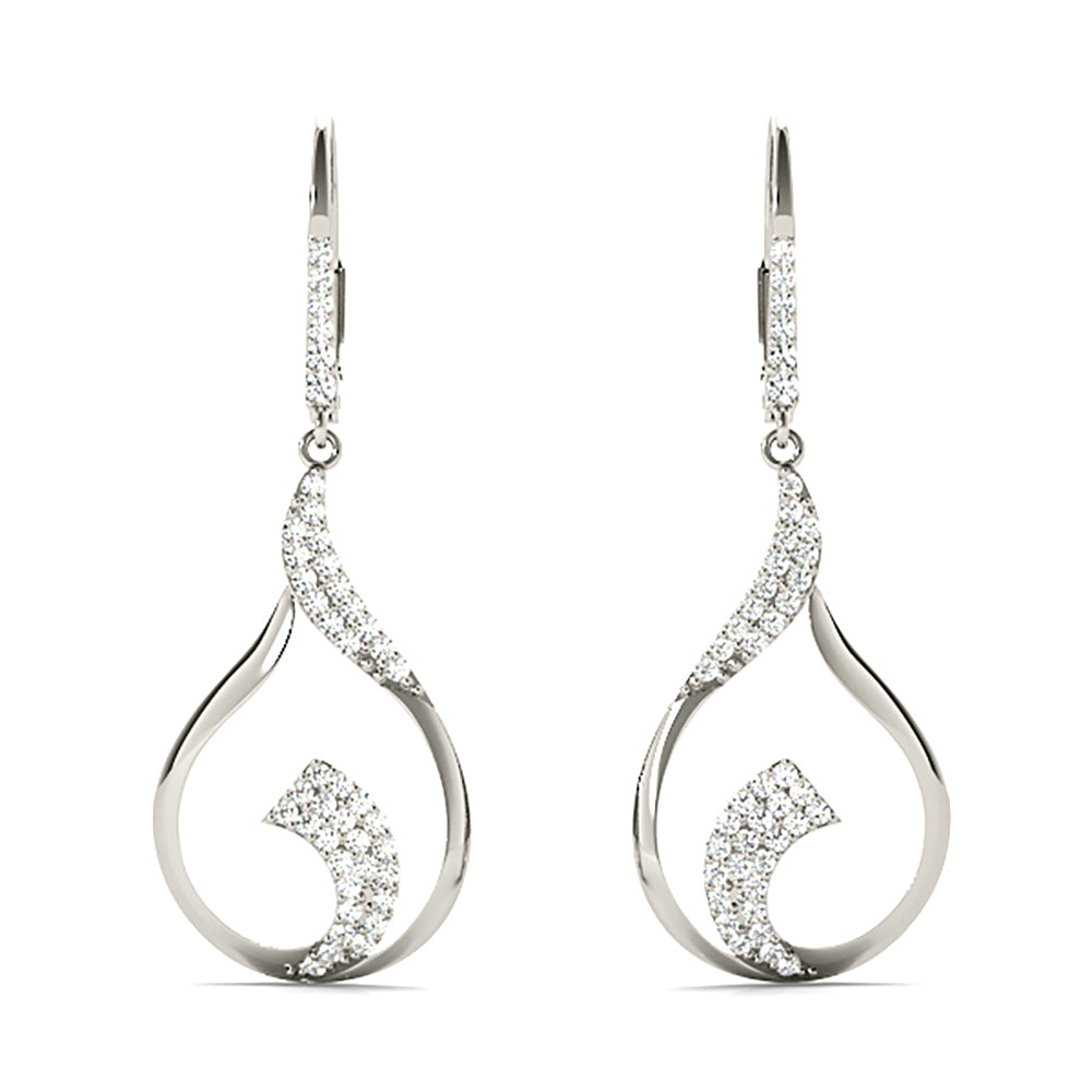 0.45 Carat Diamond Drop Earrings - Modern Cocktail Style Dangle Earrings for Women - Perfect for Parties, Weddings & Special Occasions