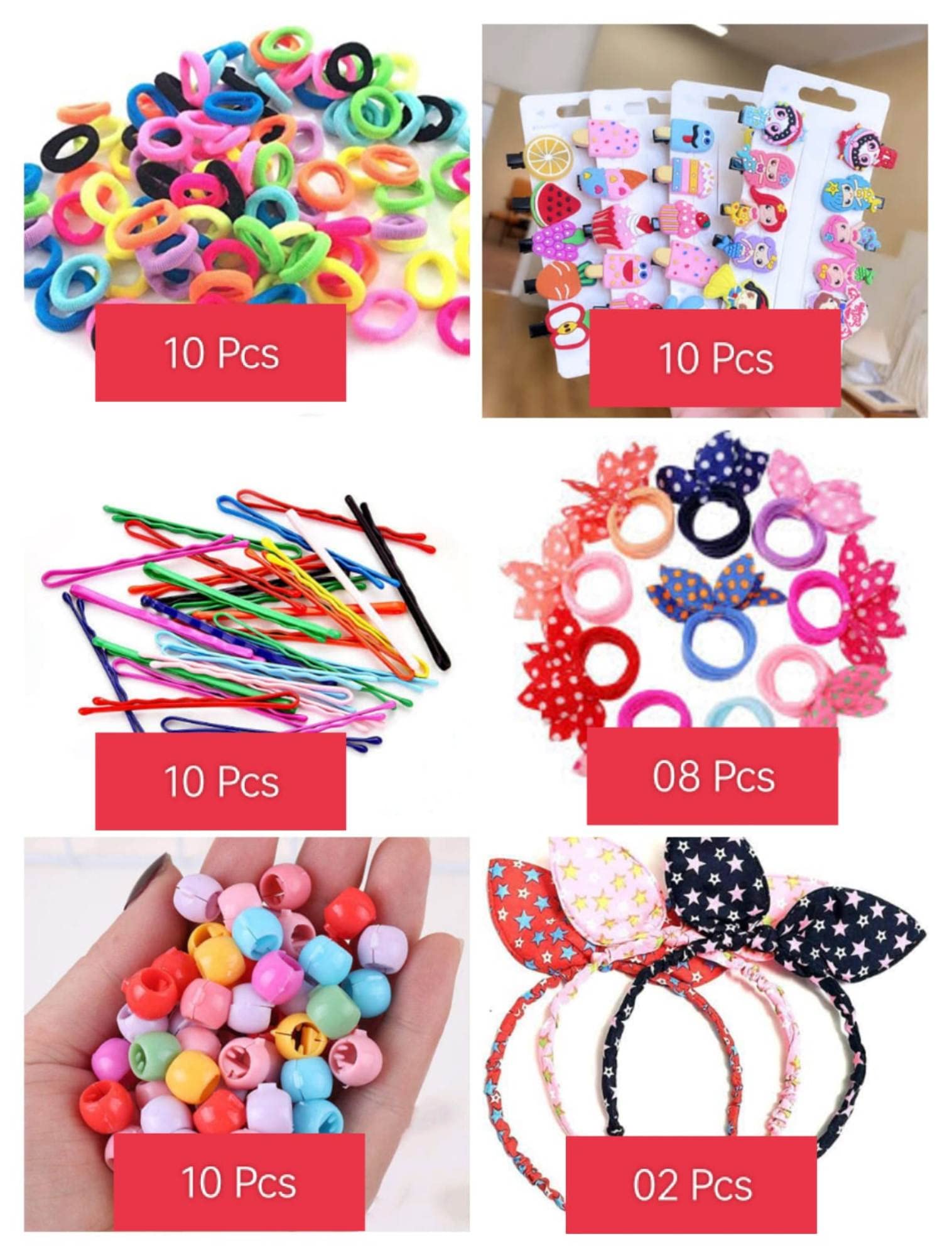 50-Piece Snowpearl Hair Accessories Combo - Mini Rubber Bands, Bobby Pins, Hair Beads, Cartoon Clips & Bunny Hair Ties for Women & Girls - Perfect for School, Parties & Daily Styling