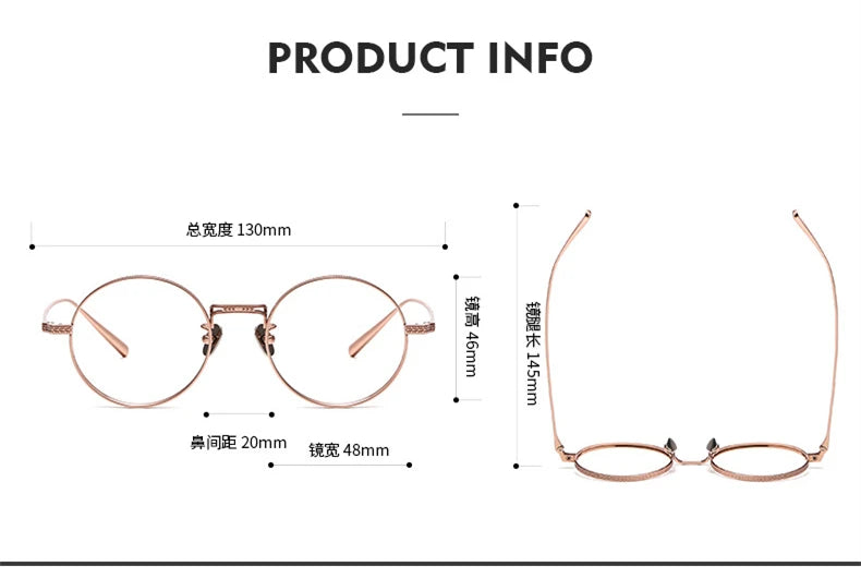 Stylish Black Full Rim Round Titanium Eyeglasses for Women - Lightweight & Durable Frame - Perfect for Office, Reading & Everyday Wear (Model 55026)