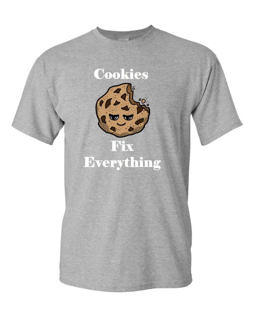 Cookies Fix Everything Funny Adult T-Shirt - Comfortable Cotton Tee for Casual Wear, Gifts & Relaxing at Home