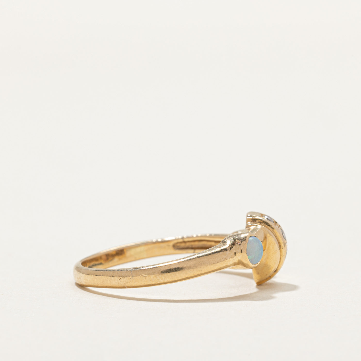 Opal & Diamond Abstract Ring - 0.24ctw Opal & 0.10ctw Diamonds - Size 9.25 - Elegant Statement Jewelry for Women - Perfect for Weddings, Anniversaries & Special Occasions