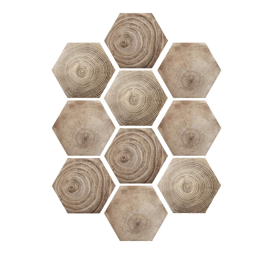 10 Pack Hexagon Non-Slip Vinyl Floor Stickers - Peel and Stick Self-Adhesive Wall Decals for Home Decor, Kitchen, Bathroom, Living Room (7.9x9.1 Inch, 109 Designs) - Perfect for DIY Home Improvement, Nursery, and Office Spaces