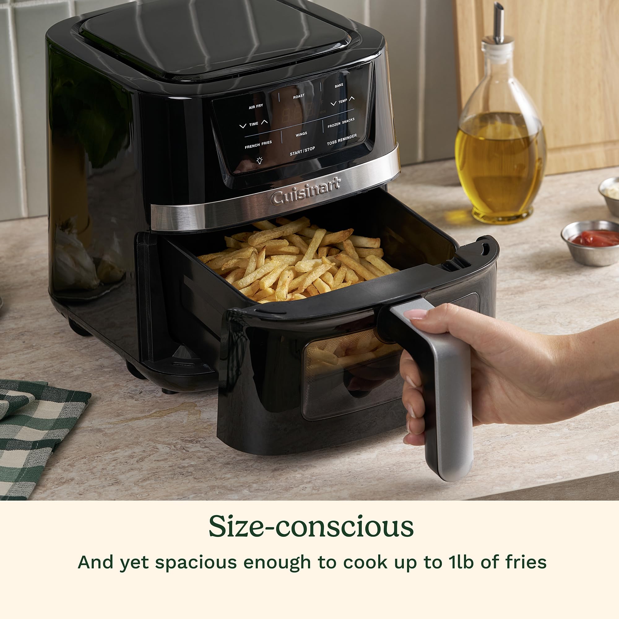 Cuisinart 2.6-Qt Stainless Steel Air Fryer Oven with 3 Presets - Roast, Bake & Air Fry | Dishwasher-Safe Basket | Quick & Easy Electric Fryer for Healthy Meals | Perfect for Family Dinners, Snacks & Meal Prep