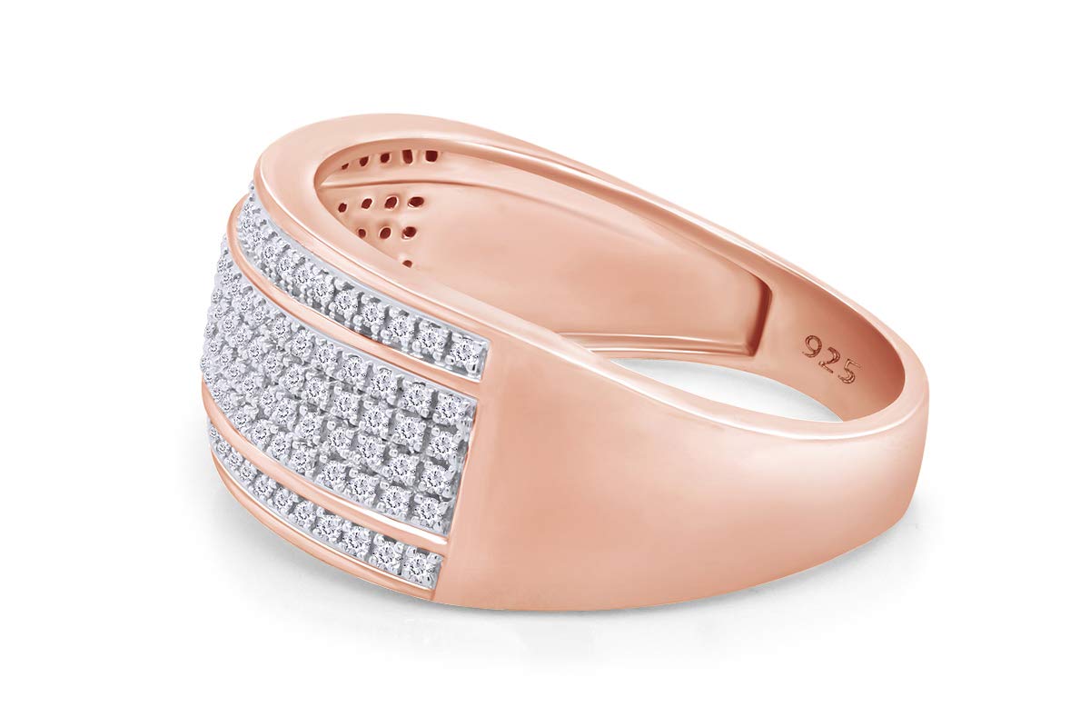 10K Gold or Sterling Silver Men's Wedding Band with 0.40 Cttw Natural Diamonds - 6 Row Diamond Ring for Men, Perfect Anniversary Gift & Engagement Ring for Him - Ideal for Weddings, Proposals, and Special Occasions