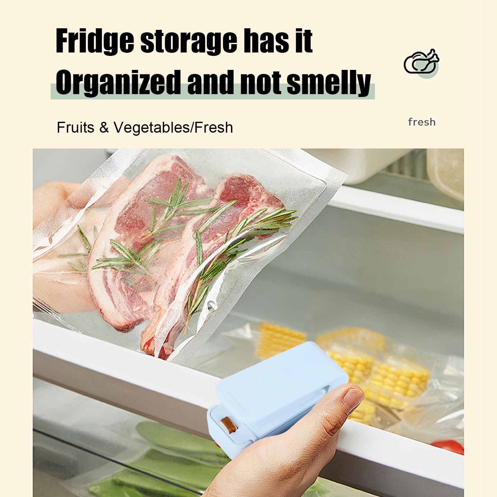 2024 Upgraded Portable Mini Vacuum Sealer - Compact Handheld Heat Sealing Machine for Food Storage, Plastic Bags, Snack Bags | Perfect for Kitchen, Meal Prep, Sous Vide, Camping & Travel | Blue