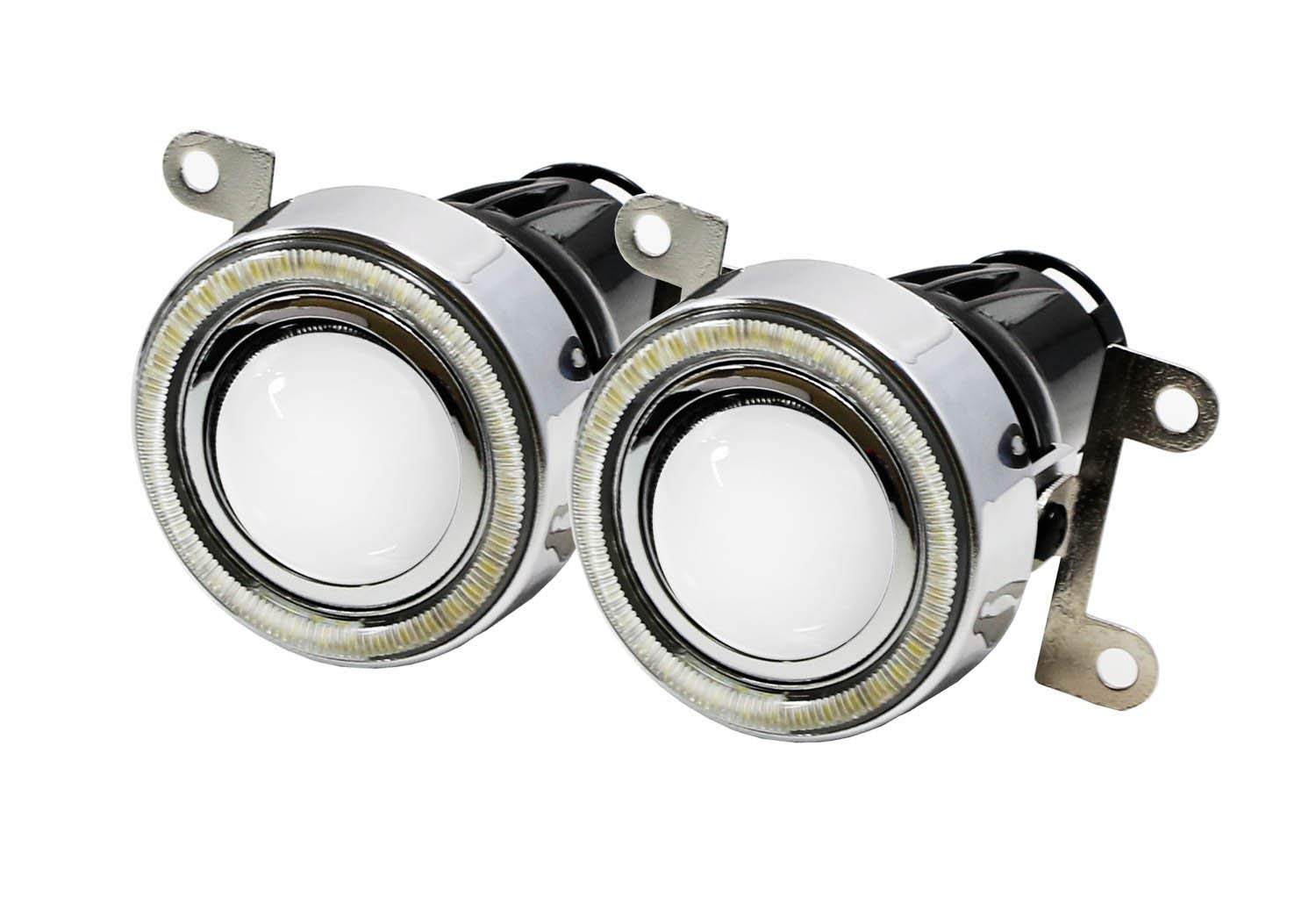 iJDMTOY Xenon White LED Projector Fog Lights for 2013-2016 Scion FR-S with 40-SMD LED Halo Ring Parking Lights - Complete Kit (2 Projector Fog Lamps, Brackets, Bezels & Relay Harness) - Perfect for Night Driving & Off-Road Adventures