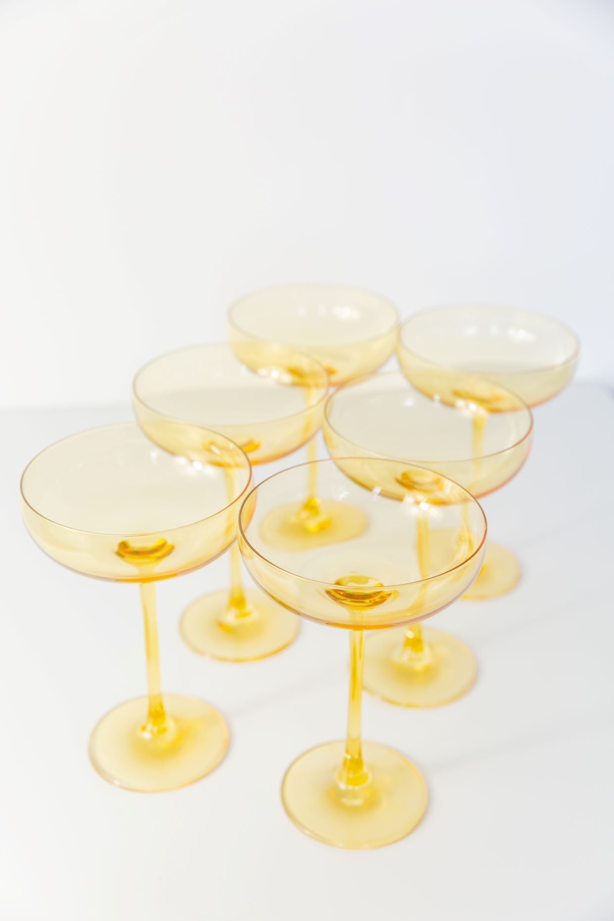 Estelle Colored Champagne Coupe Glasses Set of 6 - Elegant Yellow Stemware for Wedding, Party & Special Occasions