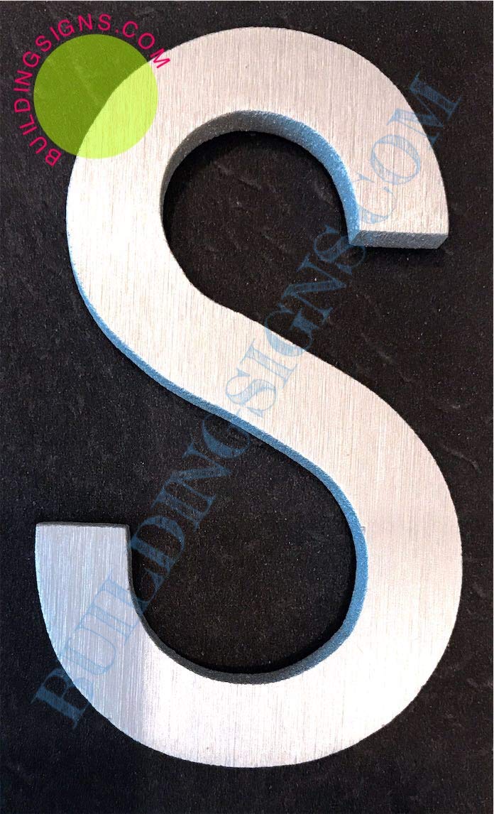 2.75 Inch Aluminum Letter S Sign - Brush Silver Finish, Double-Sided Tape, Rust-Free - Elegant Door Number & Artist Brush Design for Home, Office & Studio Decor