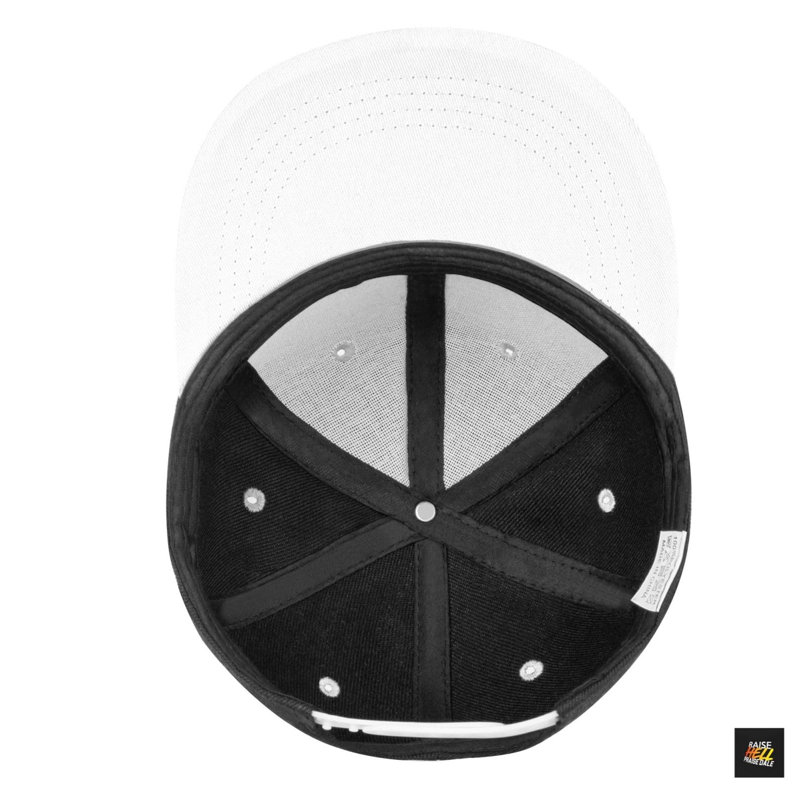 Raise Hell Praise Dale Snapback Hat - Hip Hop Flat Brim Baseball Cap Adjustable for Men & Women - White - Perfect for Streetwear, Concerts & Hip Hop Fashion