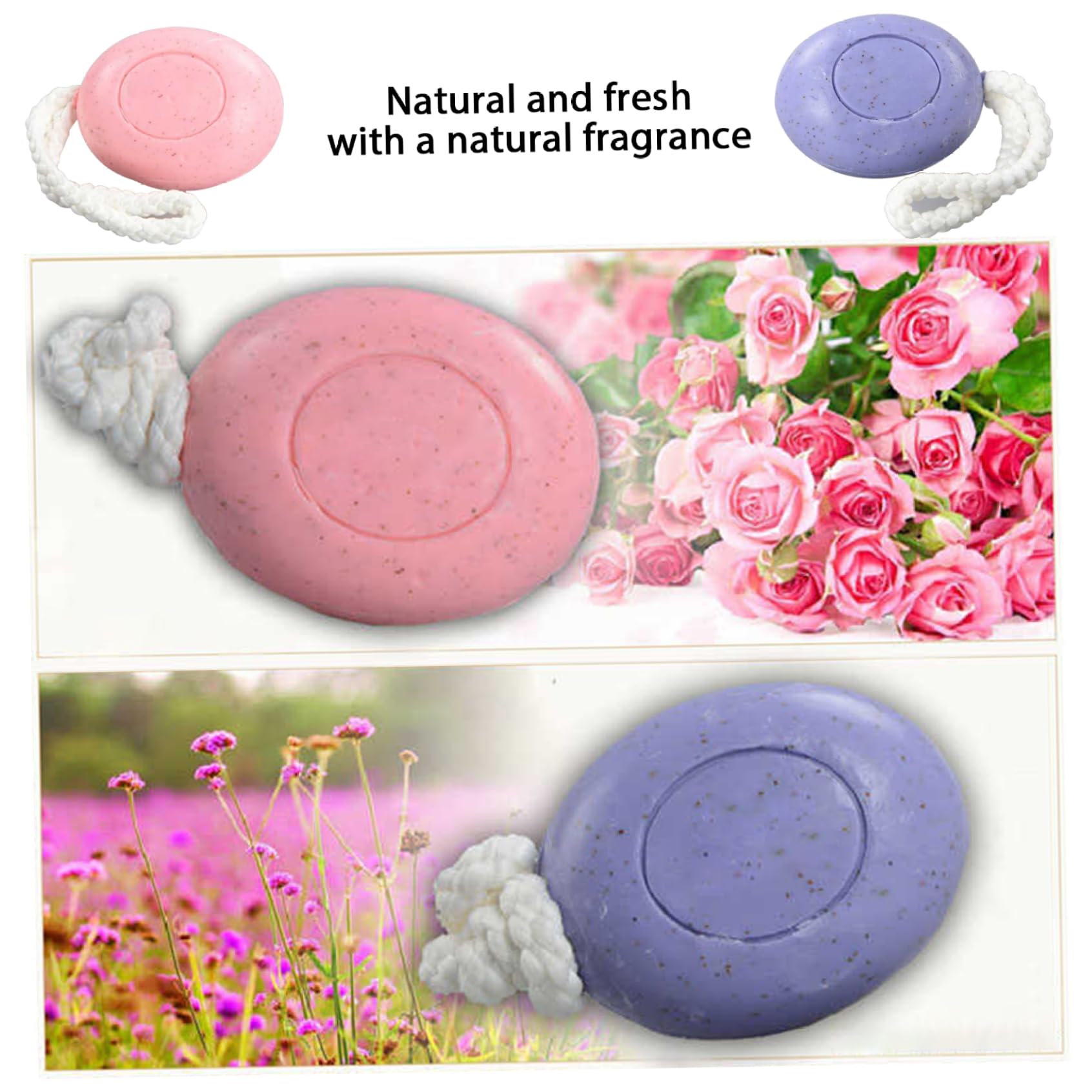 2-Pack Natural Fragrance Soap on a Rope - 150g Moisturizing Face & Hand Soap with Oil Control & Exfoliating Benefits for Men & Women - Perfect for Shower, Bath & Travel