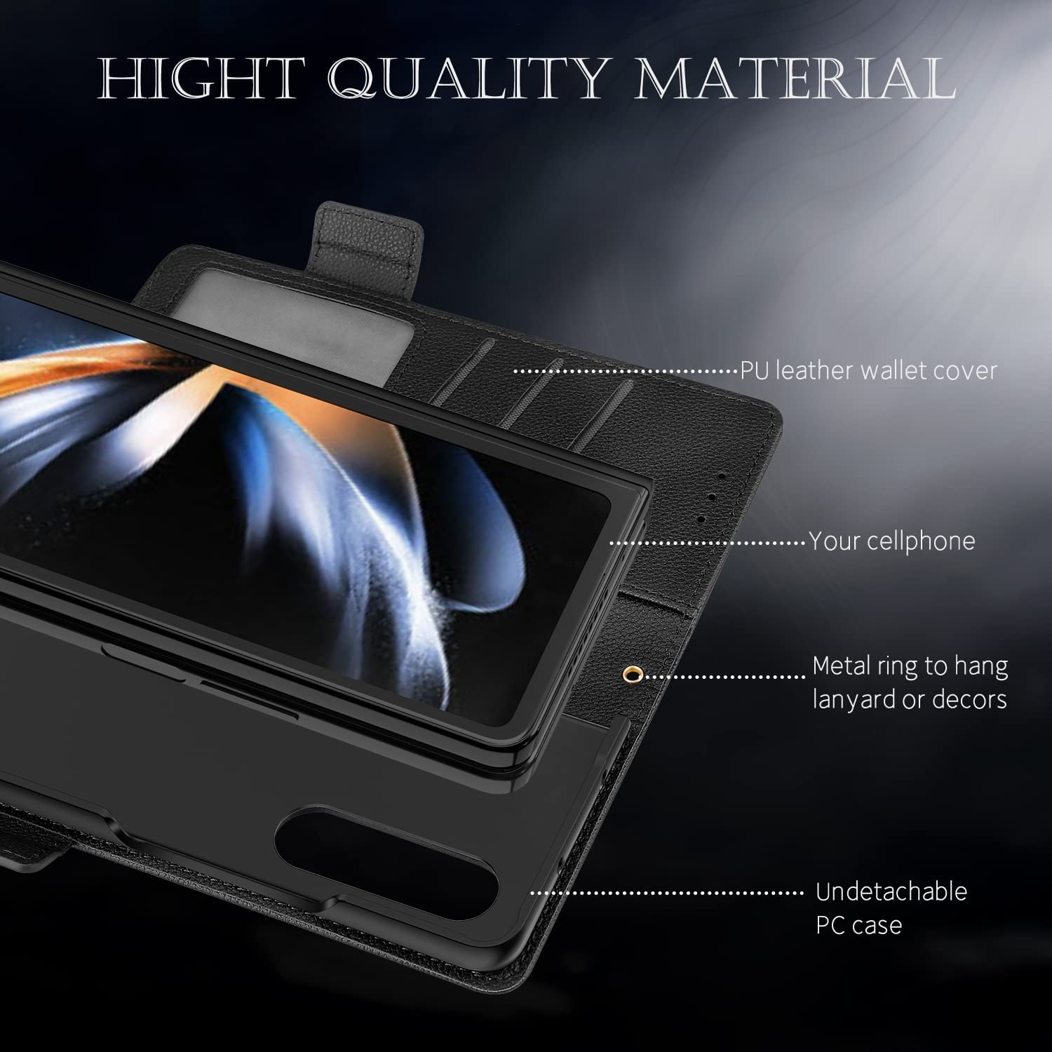 Samsung Galaxy Z Fold 4 5G Phone Case - Premium Wallet Cover with Card Slots | Slim Protective Case for Z Fold 4 (Black) | Perfect for Business Travel & Daily Use
