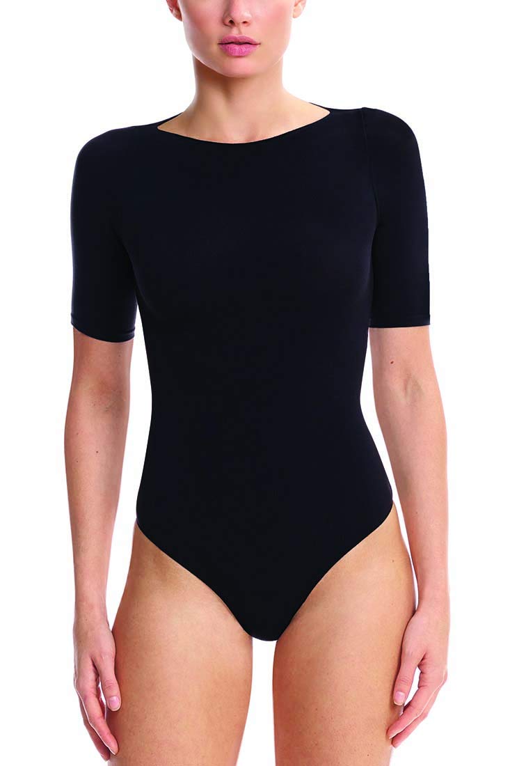 Commando Ballet Body Boatneck Bodysuit Thong Black - Seamless Shapewear for Women, Comfortable Stretch Fabric, Perfect Under Dresses & Formal Wear