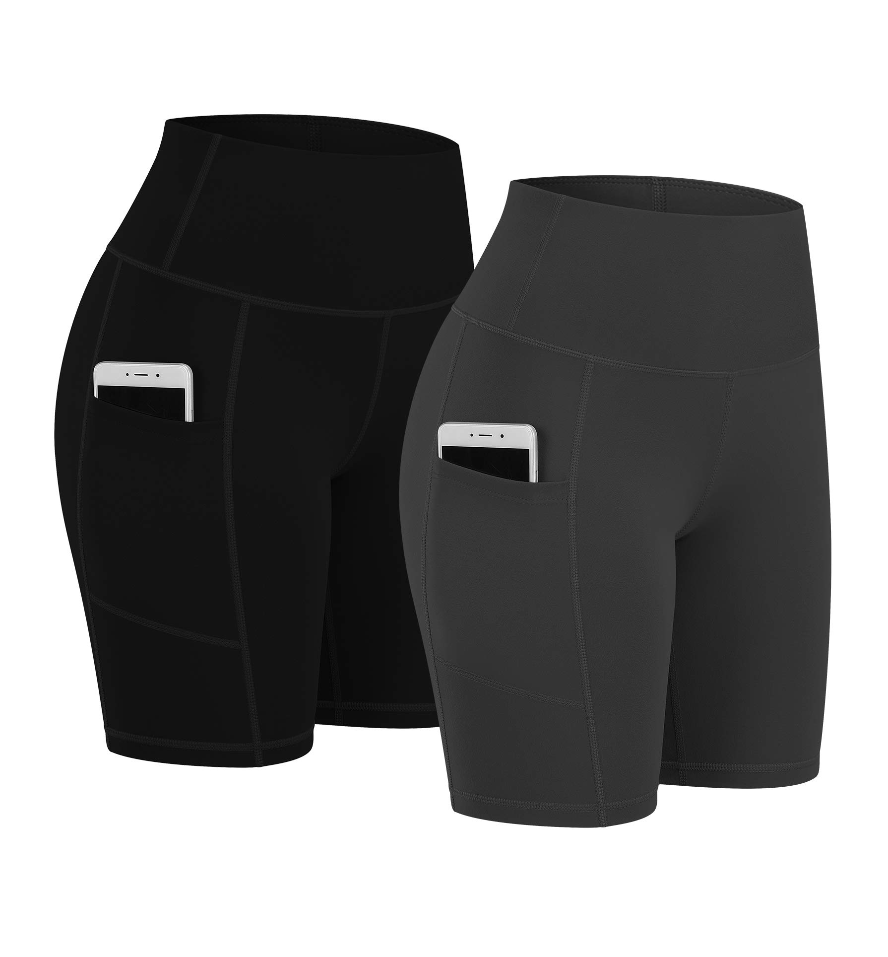 Fengbay 2 Pack Women's High Waist Biker Shorts with Pockets - 8
