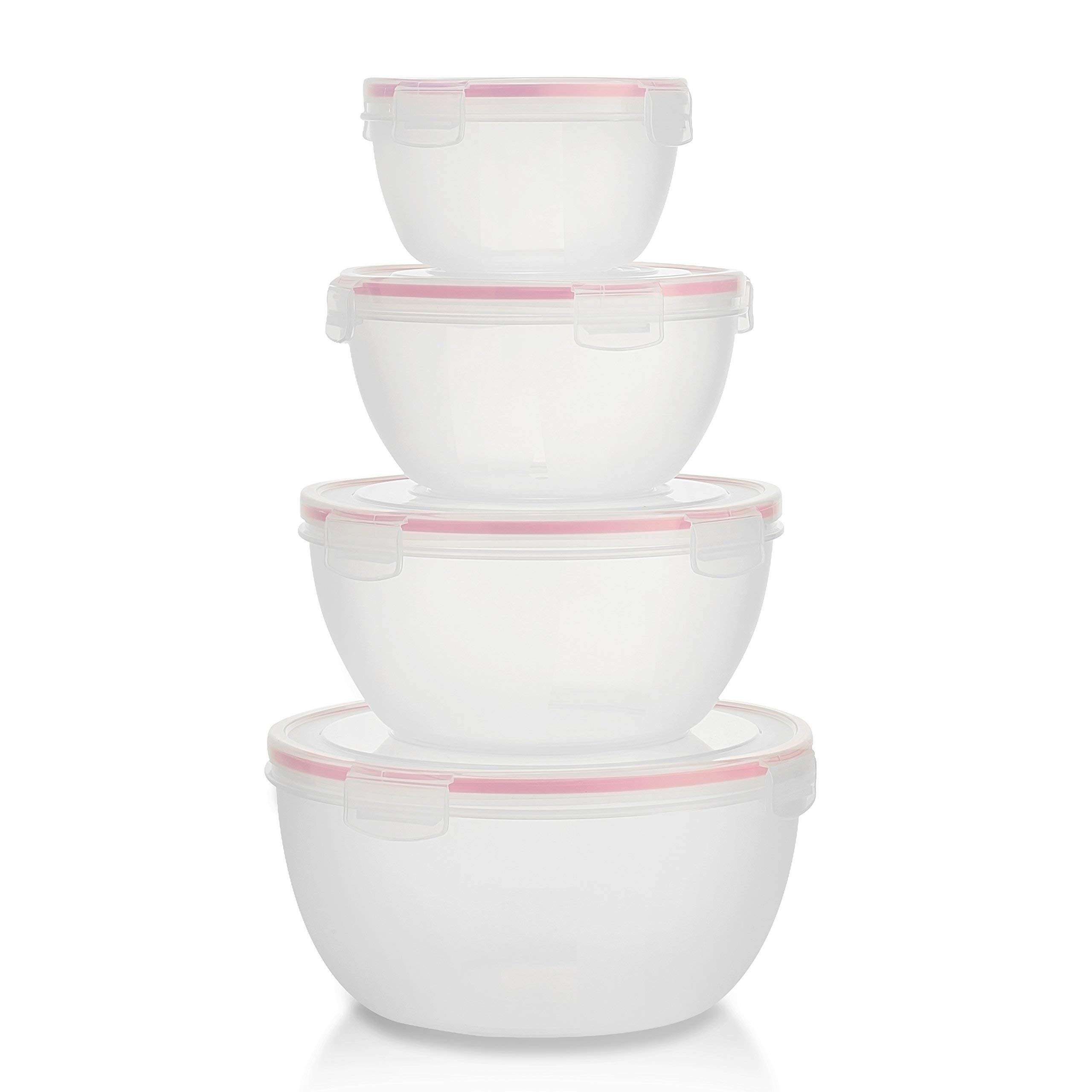 Komax Biokips 4-Piece Mixing Bowls Set with Lids - BPA-Free, Stackable Airtight Food Storage Containers for Meal Prep - Microwave & Dishwasher Safe Salad Bowls - Perfect for Kitchen, Picnics, and Leftovers Storage