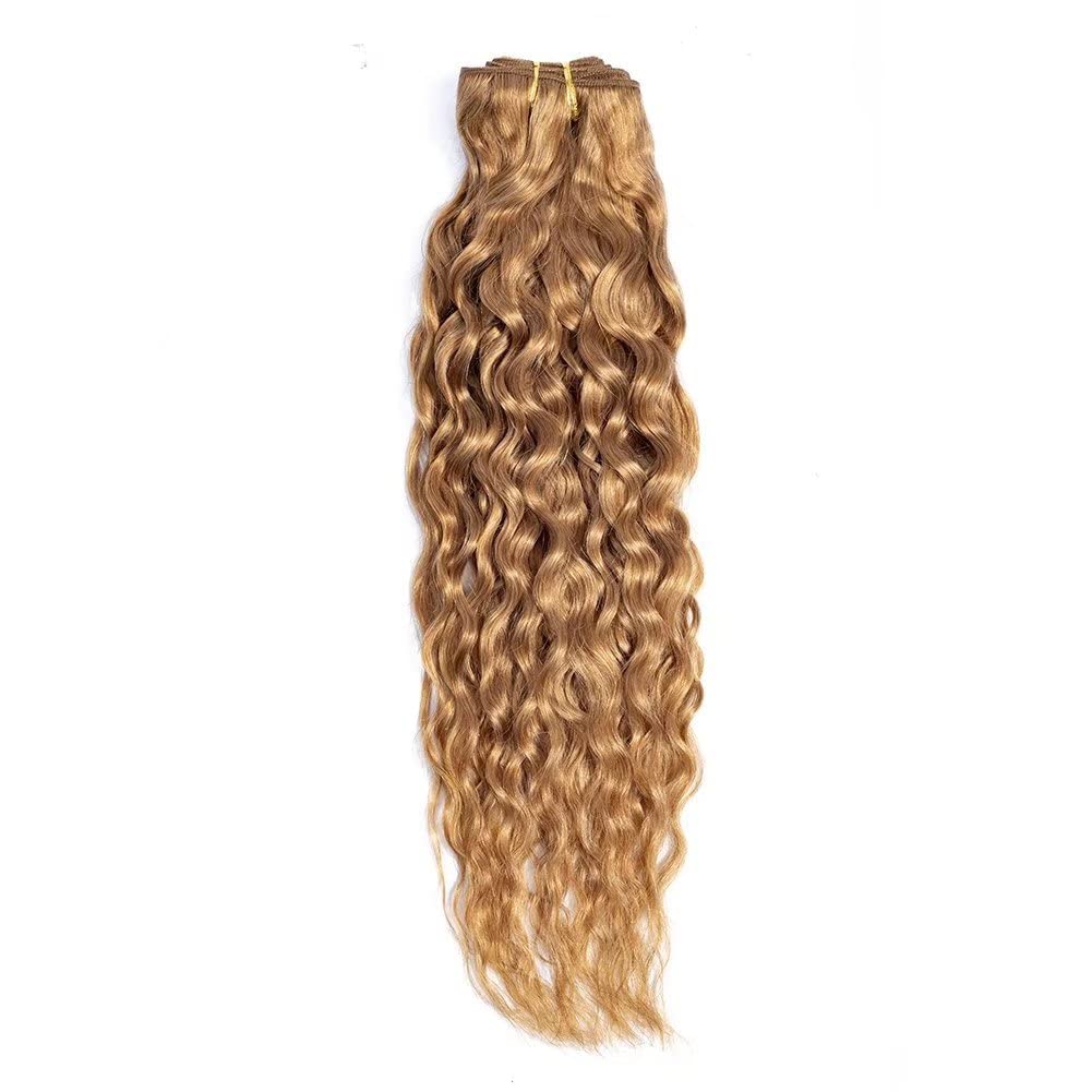 Brazilian Virgin Human Hair Extensions 3 Bundles 14 16 18 - Honey Blonde Water Wave Weave Bundles, Colored Wet & Wavy Curly Human Hair for Natural Look | Perfect for Daily Wear, Parties & Special Occasions