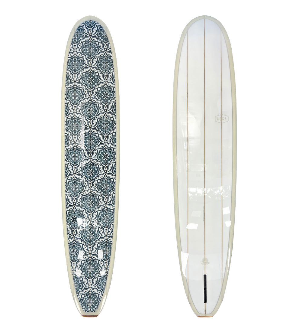 Vintage Log Longboard - Classic Wooden Surfboard for Adults & Teens - Navy Blue - Perfect for Beach Cruising, Surfing & Coastal Decor