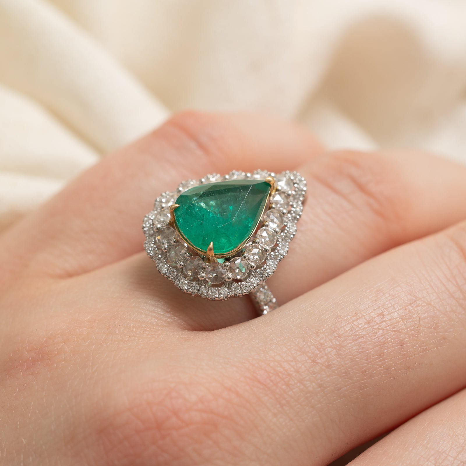 3.70ct Emerald & 1.05ctw Diamond Convertible Pendant & Ring - Size 6.25 | Elegant Jewelry for Women | Perfect for Weddings, Anniversaries & Special Occasions