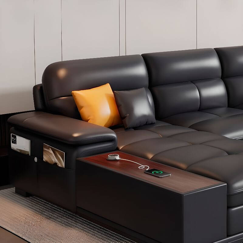 L-Shaped & U-Shaped Modular Corner Sectional Sofa Set - Left/Right Facing & Symmetrical Design, White/Dark Gray Waterproof Mold-Resistant Fabric, 5-6 Seater Living Room Furniture for Family Gatherings & Home Theater