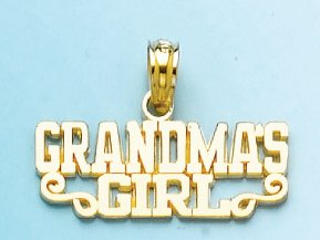 14K Yellow Gold Grandma's Girl Block Charm Pendant - Elegant Jewelry Gift for Granddaughter, Birthday, Anniversary - Perfect for Layering Necklaces & Special Occasions