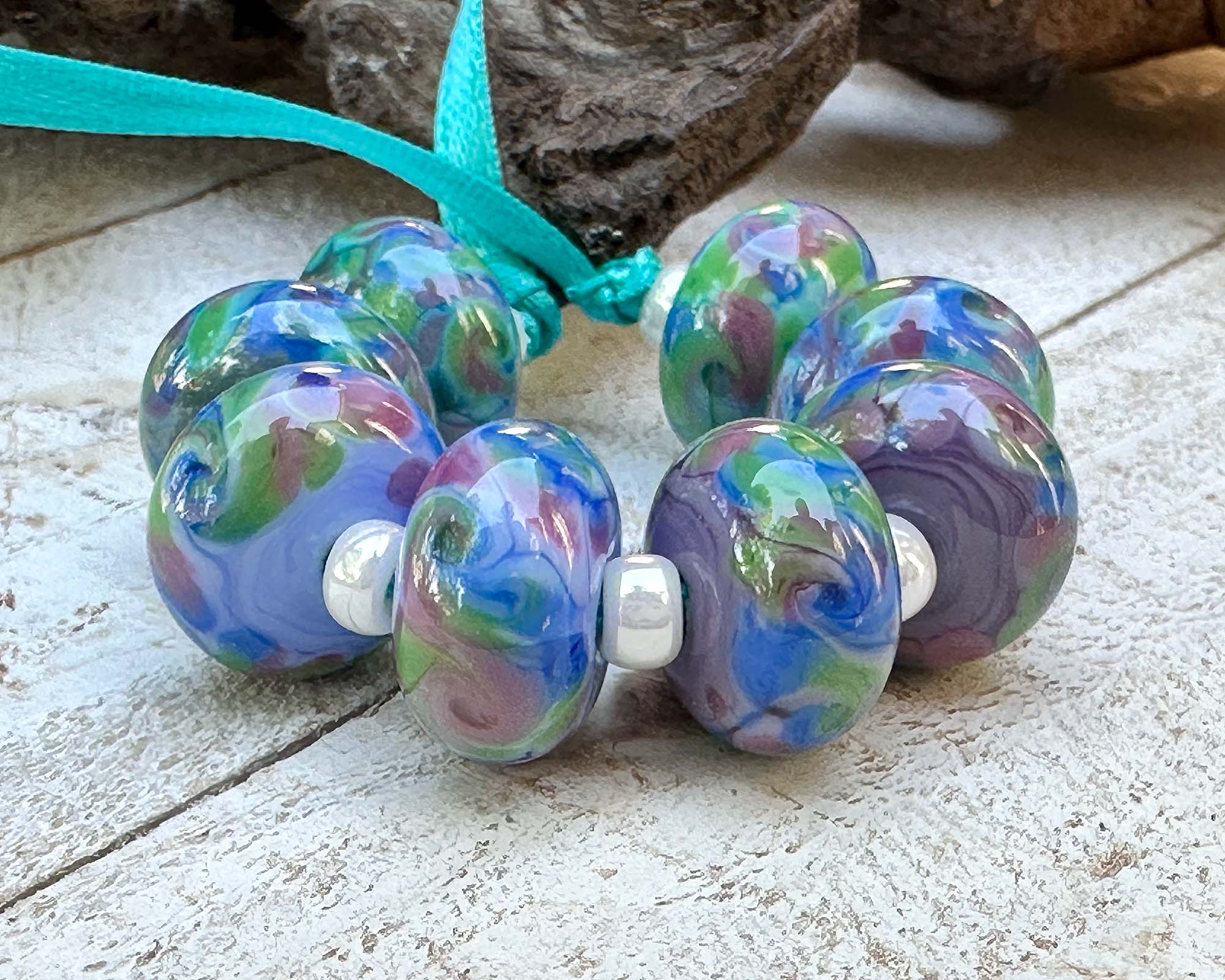 8 Tropical Splash Blue Lampwork Glass Beads Set for Jewelry Making - DIY Bracelet, Necklace & Craft Projects - Perfect for Beach, Summer & Boho Style Accessories