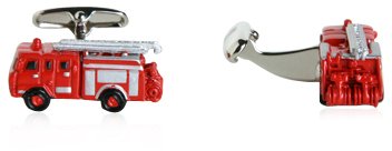 Fireman Cufflinks for Men - Red Fire Engine Design Cuff Links with Gift Box | Perfect Firefighter Gifts for Dad, Husband, Hero | Ideal for Weddings, Promotions & Formal Events