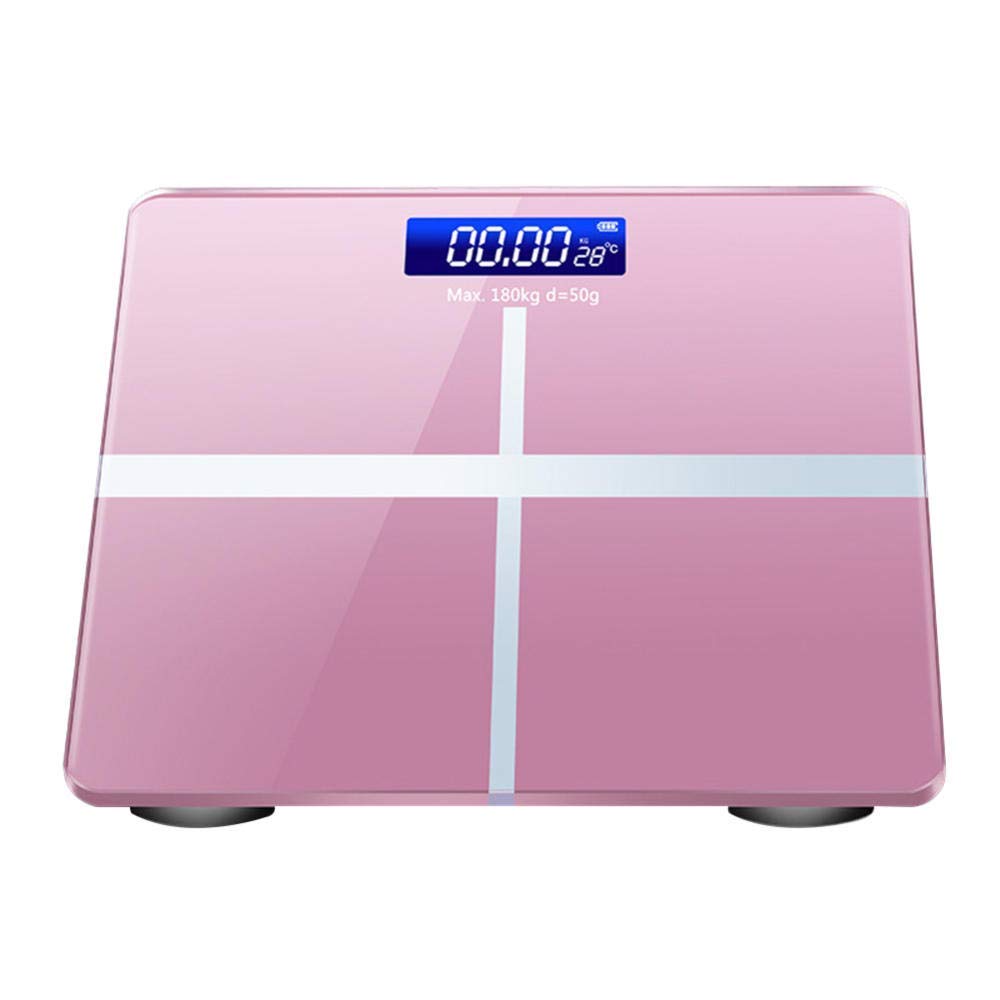 Digital Bathroom Scale - High Precision Body Weight Scale with Tempered Glass Platform, Temperature Display, 180kg Capacity (400lbs), Pink - Perfect for Home, Gym & Health Tracking