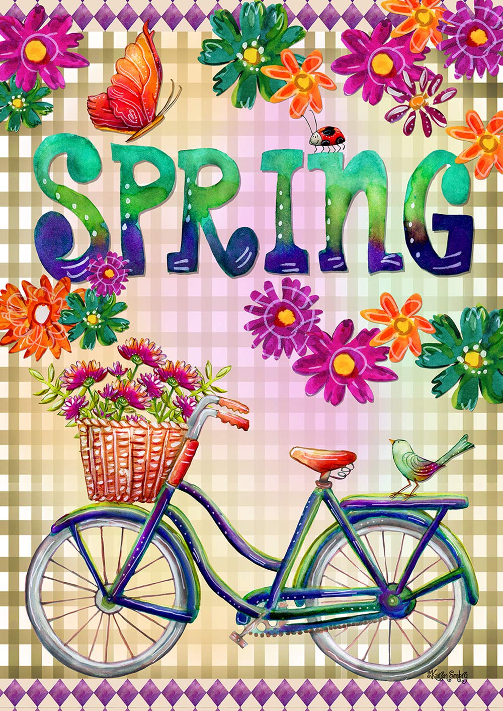 Toland Home Garden 1012412 Floral Spring Bike Double Sided Garden Flag - 28x40 Inch Outdoor Decorative Flag for Yard, House & Flower Beds | Perfect for Spring Decor, Front Porch Display & Seasonal Landscaping