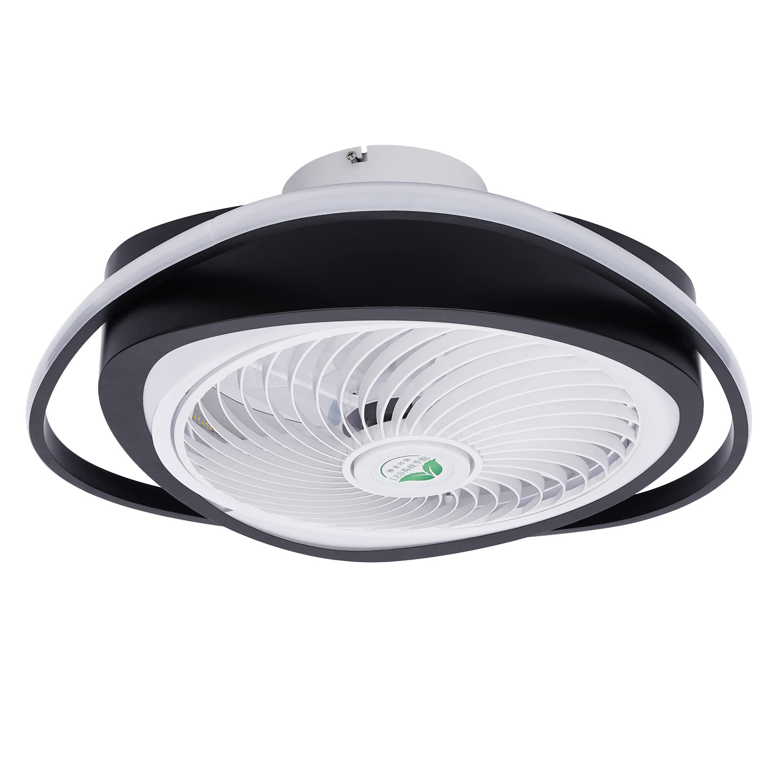 45W Invisible Ceiling Fan with Light - 21.65 Inch Remote Control, 3 Color Dimmable LED Lighting (3000K-6500K), Acrylic Blades, Metal Shell, Semi Flush Mount, 3-Speed Indoor Low Profile Fan with Timer - Perfect for Bedroom, Living Room, and Office Spaces