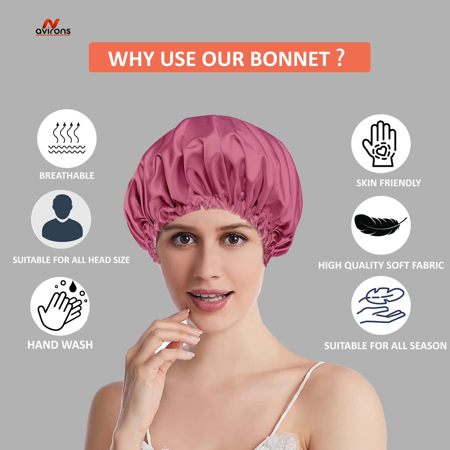 Avirons Silk Hair Bonnet with Sleep Mask | Adjustable Double Layer Satin Sleeping Cap for Women & Men | Travel-Friendly Night Hat for Hair Protection & Comfortable Sleep at Home or On-the-Go