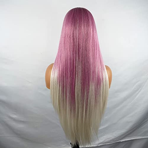 Natural-Looking Synthetic Lace Front Wig with Blonde Highlights - Perfect for Cosplay, Daily Wear & Special Occasions