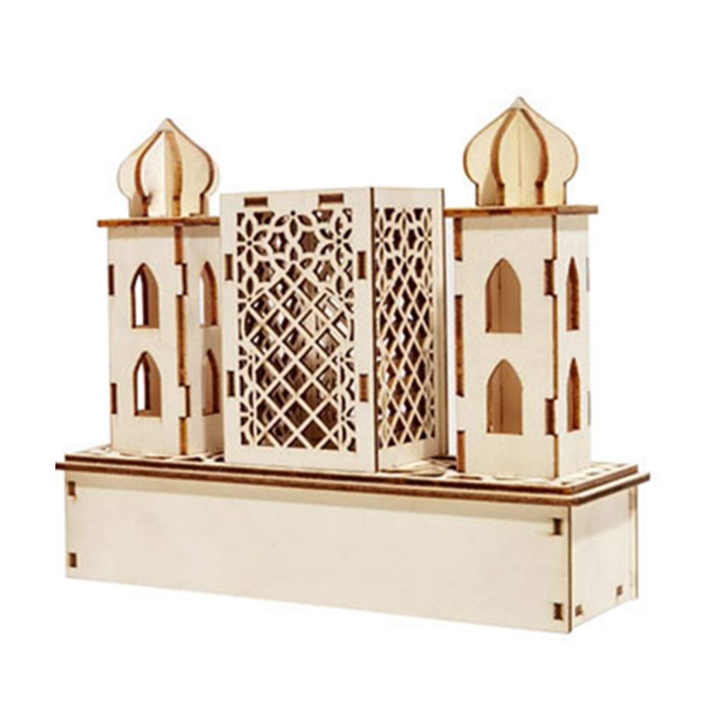 Ramadan Eid Mubarak LED Wooden Lighthouse Night Light - Islamic Festival Decor for Home, Prayer Room & Gift Giving