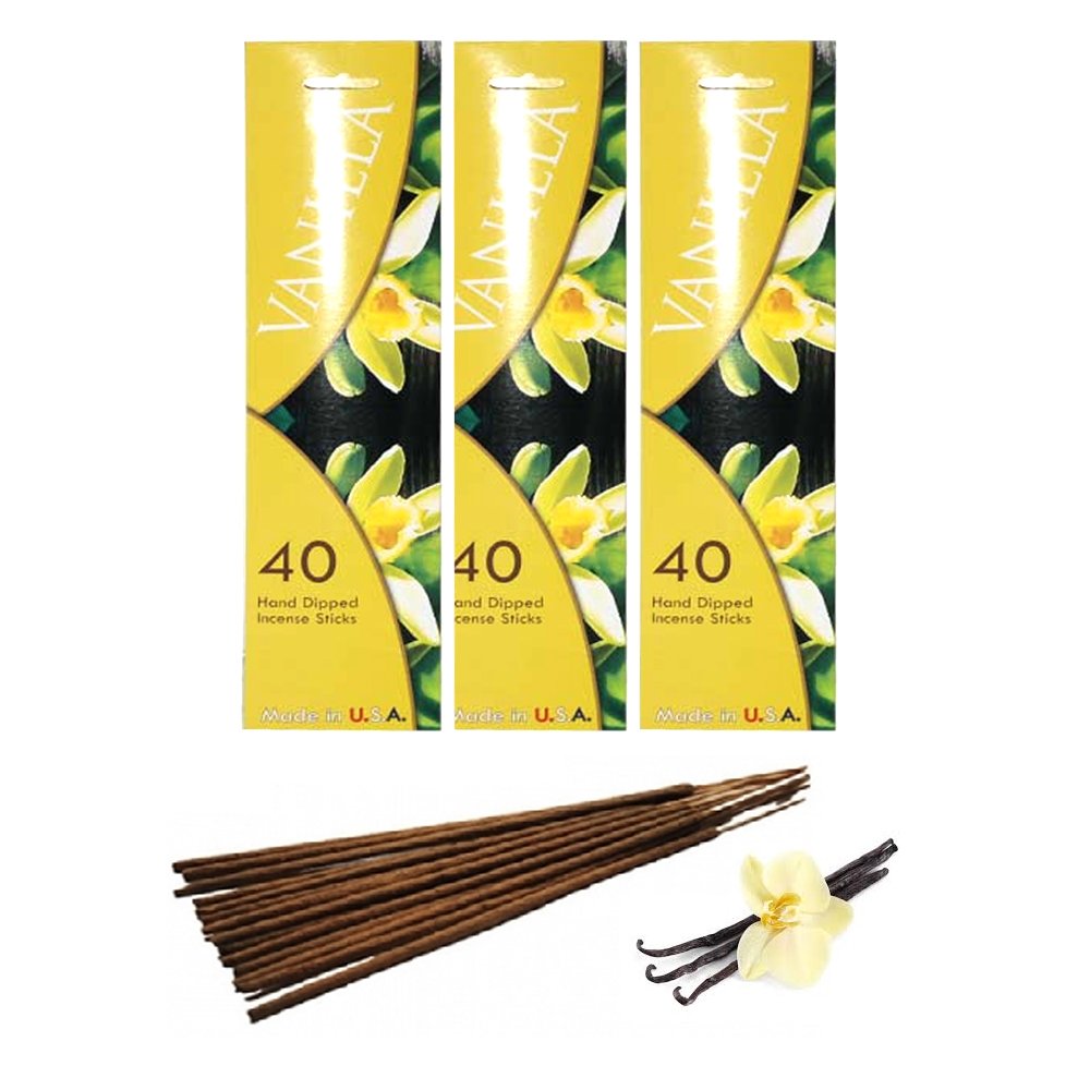 40-Pack Vanilla Scented Incense Sticks - Hand-Dipped Natural Fragrance for Meditation, Yoga & Relaxation - Long Burning Aromatic Sticks for Home, Office & Spiritual Practices