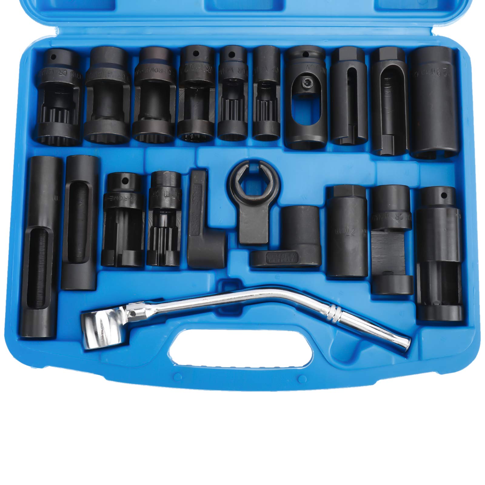 KUNTEC 21 Piece O2 Sensor Socket Set - Professional Oxygen Sensor Removal Tool Kit for Automotive Repair | Perfect for Mechanics & DIY Car Maintenance
