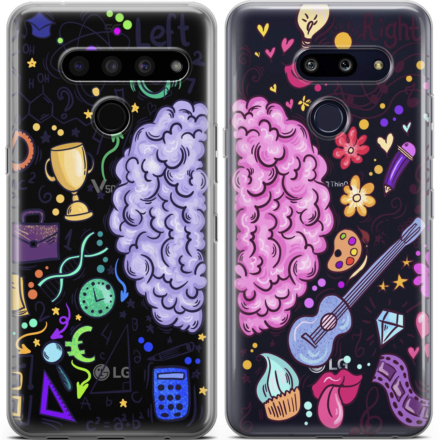 **Premium Slim Cute Protective Silicone Phone Case Compatible with iPhone 15 Pro Max/14 Plus/13/12 Mini/11/SE/XS/XR/8/7 - Unique Brain Art Design for Girlfriend, Best Friend, Couple - Perfect for Science & Music Lovers, Daily Use & Gifting**