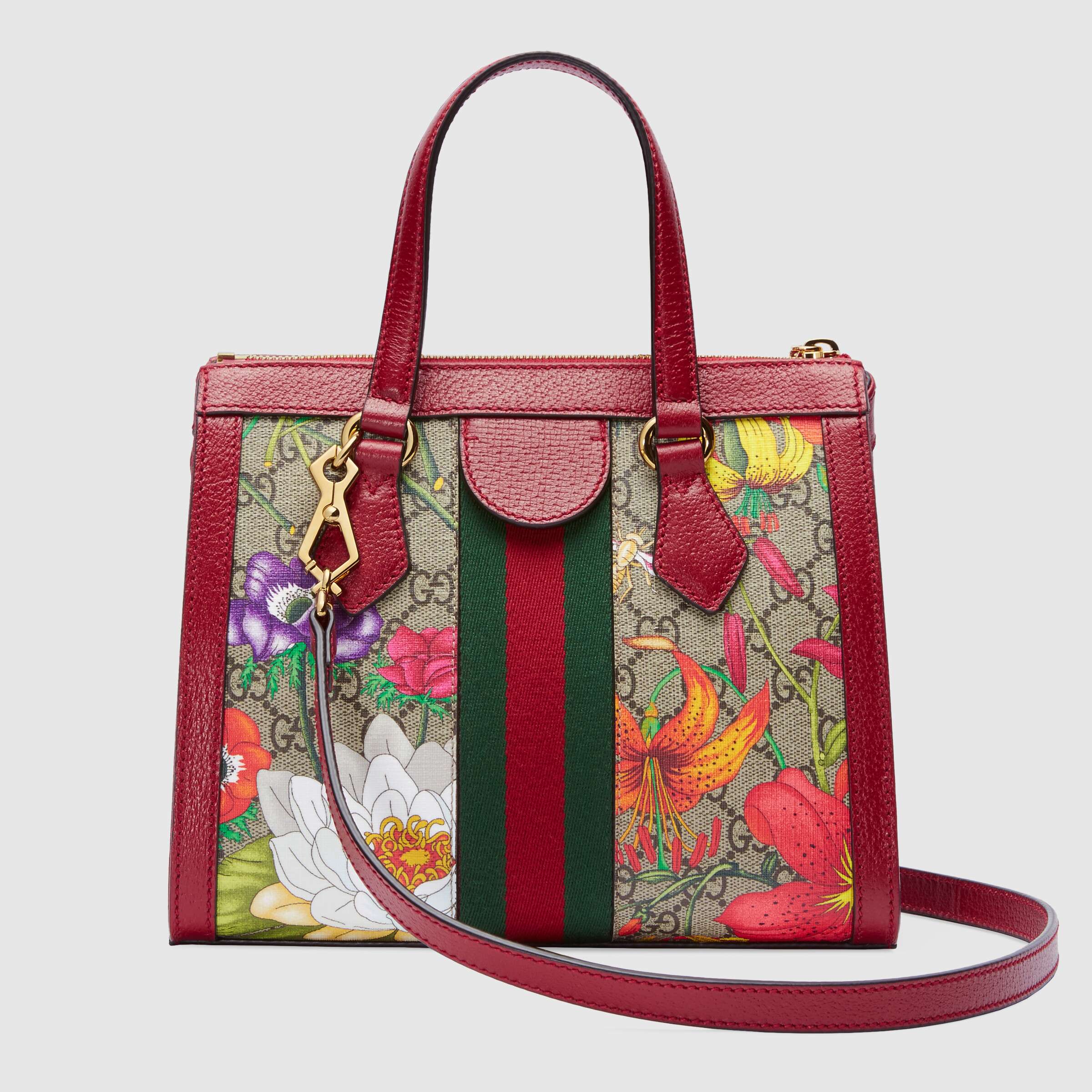 Gucci Ophidia GG Flora Small Red Tote Bag for Women - Luxury Designer Handbag Perfect for Work, Travel & Everyday Use