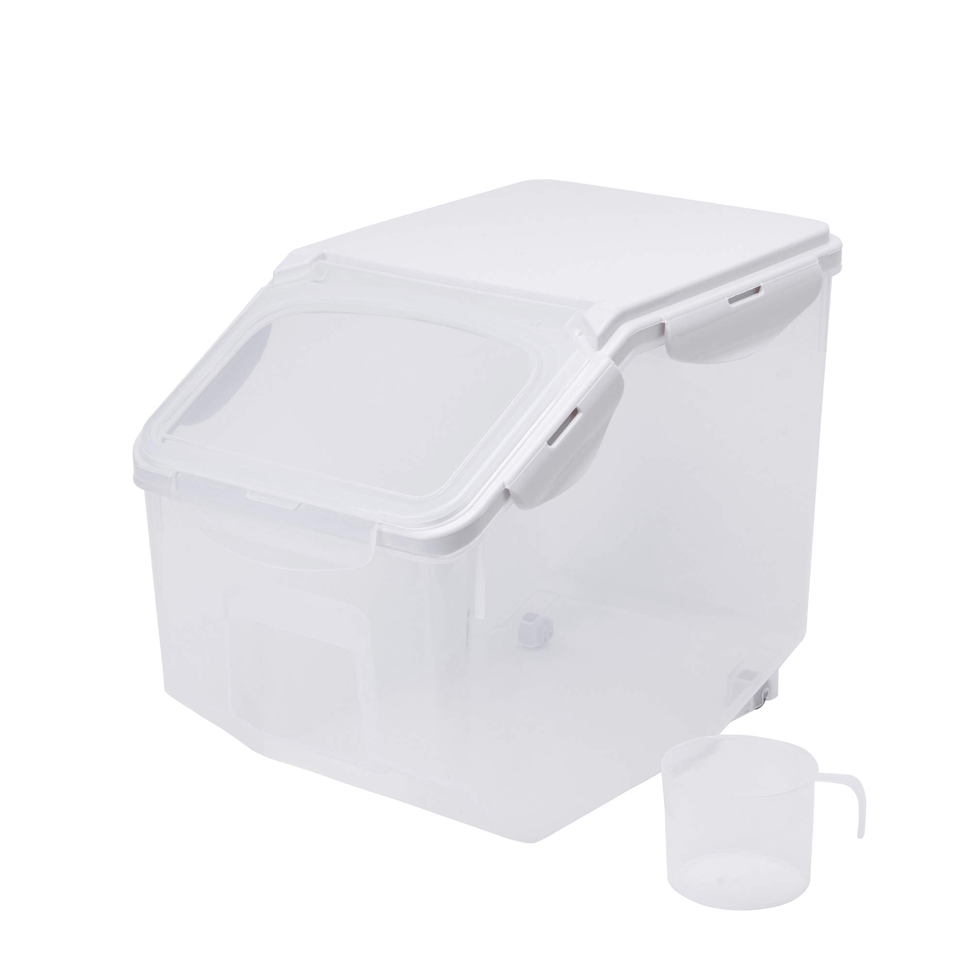 HANAMYA 10 Liter / 20 lbs BPA-Free Clear Rice Storage Container with Measuring Cup - Airtight Food Storage for Rice, Grains, Pet Food & Flour - Perfect for Kitchen Pantry Organization & Bulk Food Storage