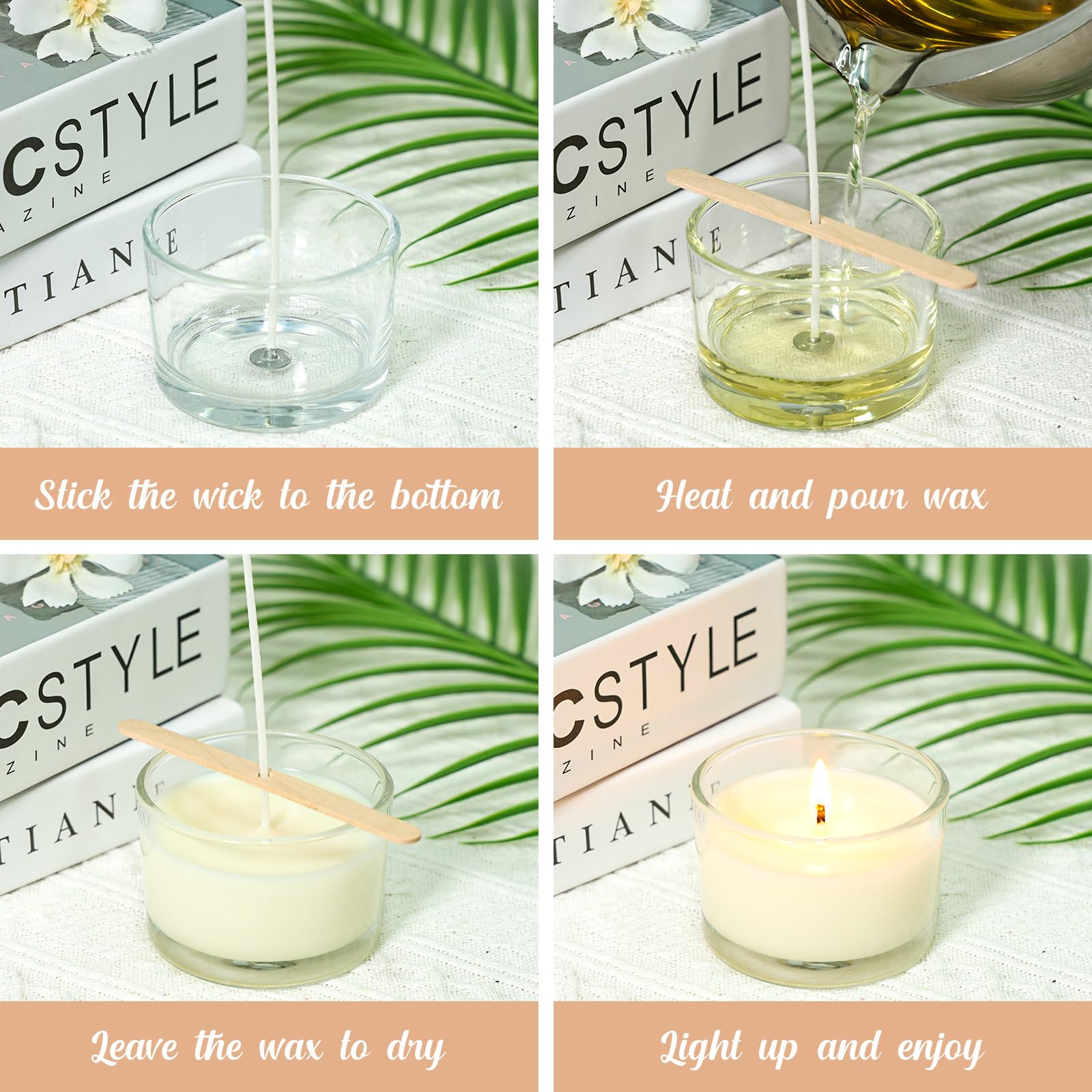 4oz Clear Glass Candle Jars with Bamboo Lids (15 Pack) - Small Wide Mouth Containers for DIY Candle Making, Wedding Favors, Home Decor & Gift Packaging - Perfect for Small Businesses & Crafters