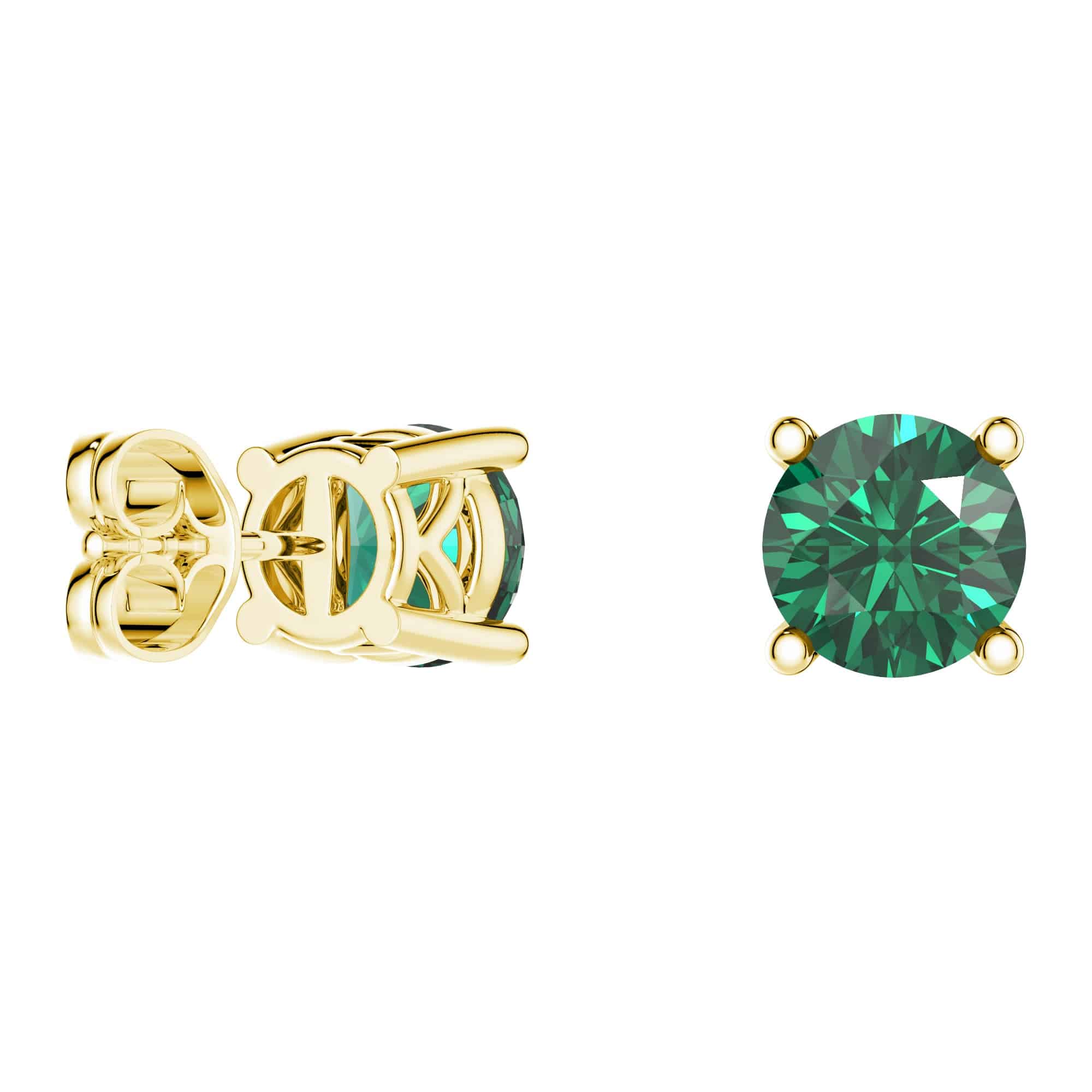 1 CT. Classic Solitaire Emerald Stud Earrings - 14K Gold Earrings for Women, Elegant Gift for Anniversary, Birthday & Special Occasions