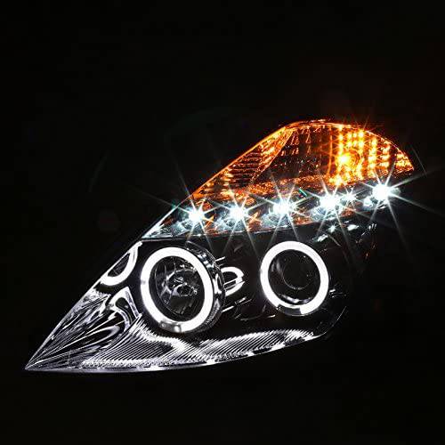 2003-2005 Nissan 350Z LED Headlights - SMD DRL Halo Projector Headlamps with Chrome Housing & Clear Lens - Upgrade for Night Driving & Car Customization