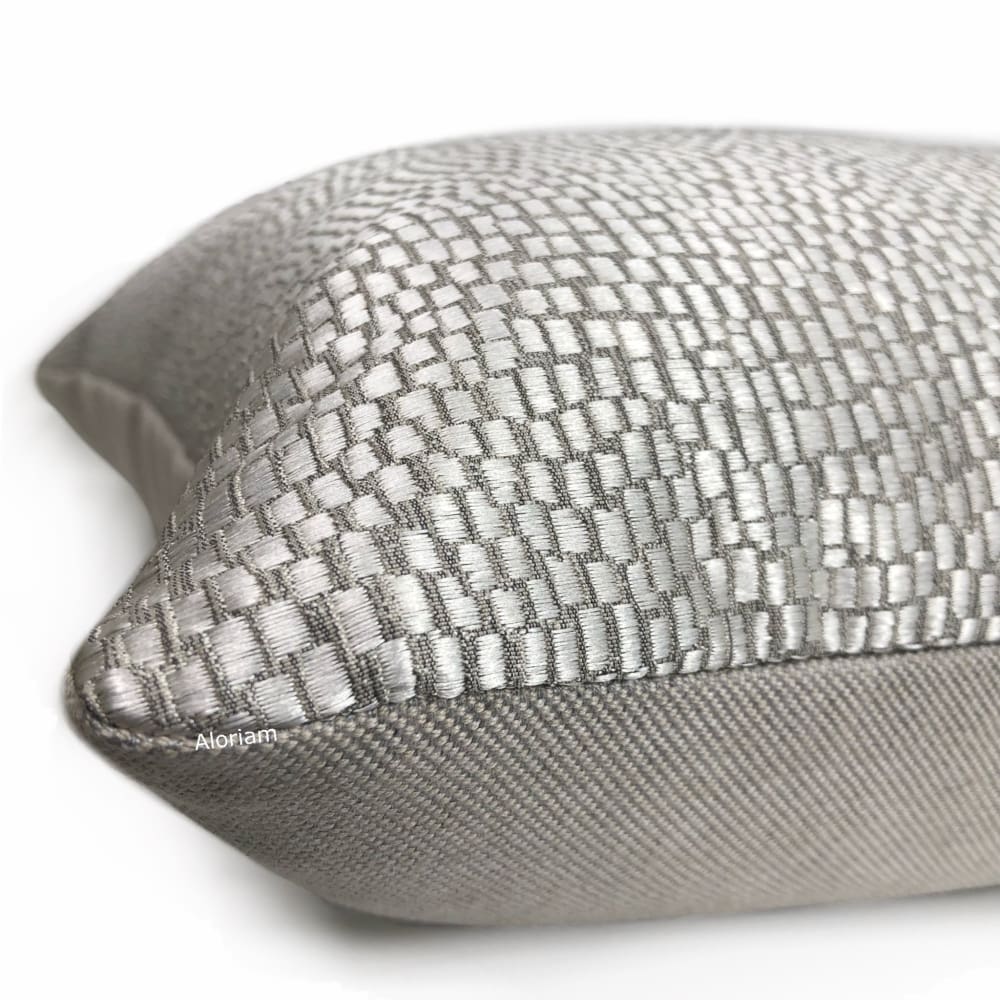 Cinna Silver Gray Abstract Tile Pillow Cover - Modern Decorative Throw Pillow Case for Sofa, Bed, Couch - Home Decor & Living Room Accessories