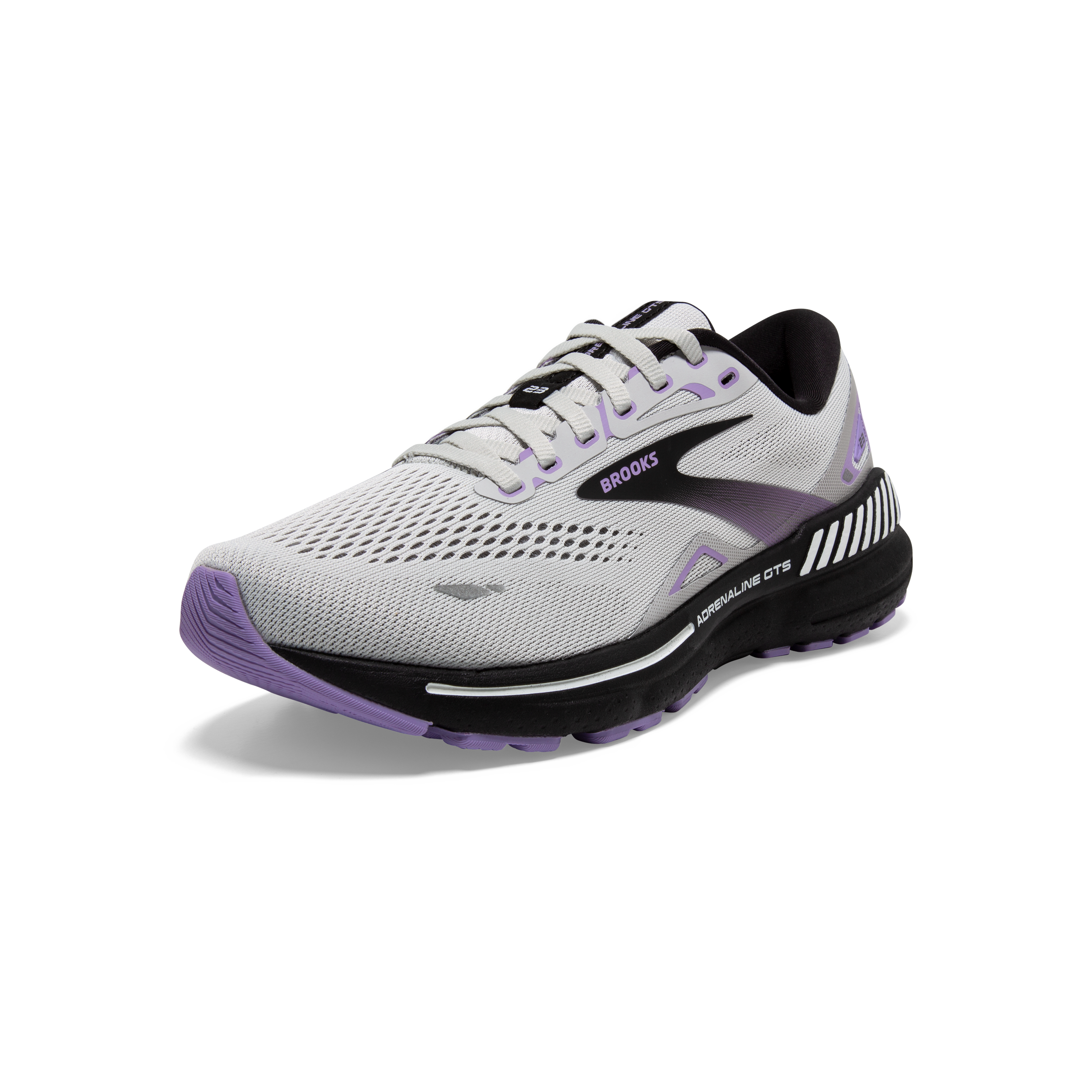 Brooks Adrenaline GTS 23 Women's Running Shoes - Grey/Black/Purple - D Width - Stability & Support for Road Running, Jogging, Workouts & Daily Wear