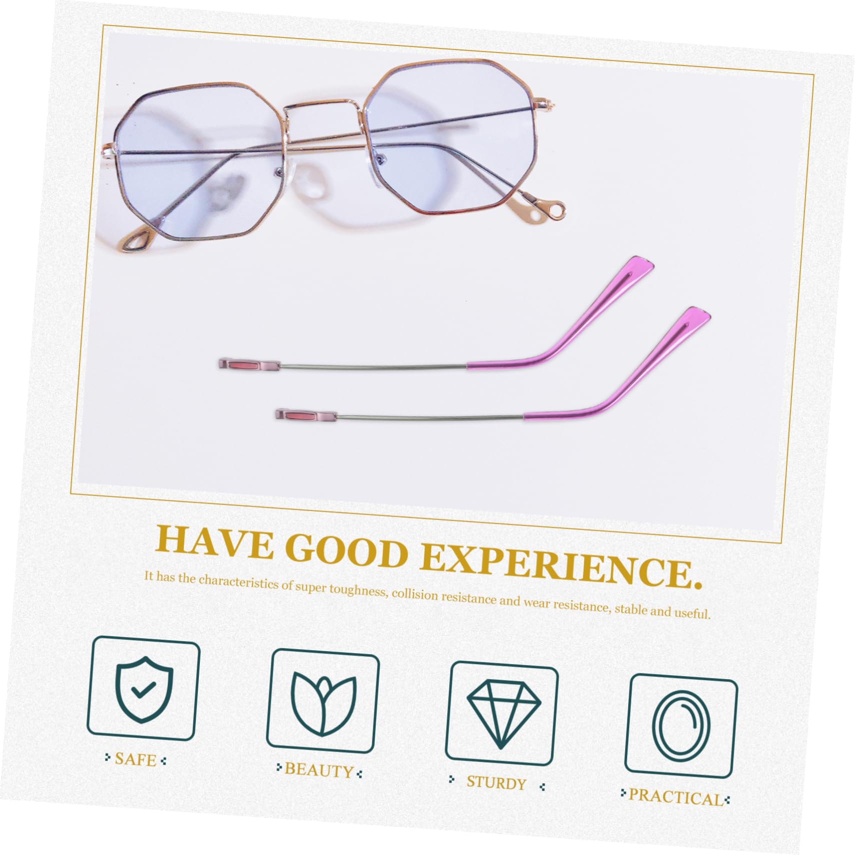 Outanaya Universal Glasses Replacement Temple Arms - 1 Pair, Durable Eyeglass Frame Parts & Accessories for Repair - Perfect for Broken or Loose Glasses Frames at Home, Office, or Travel