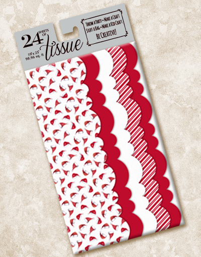 Festive Santa Hats Scalloped Tissue Paper - Christmas Party Decorations, Gift Wrapping & Holiday Crafts for DIY Projects