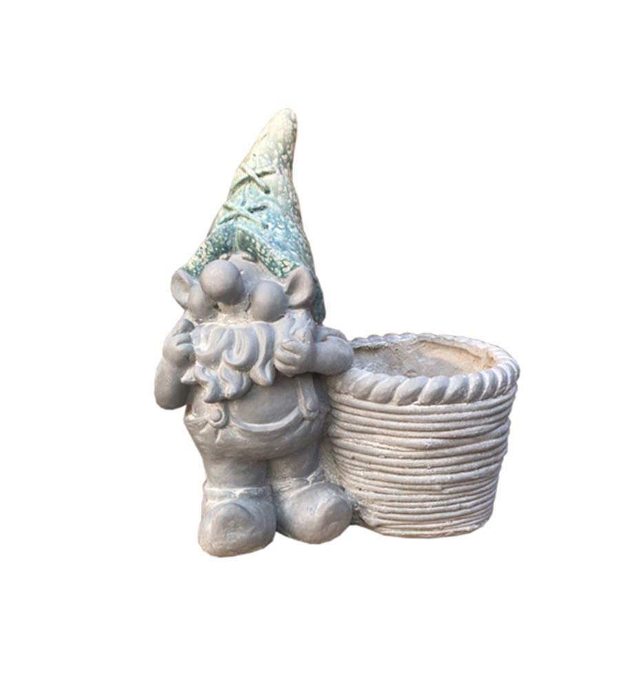 Vintage Dwarf Elf Statue Planter - Unique Outdoor Garden Sculpture & Flower Pot for Creative Home & Yard Decoration | Perfect for Patio, Lawn, and Fairy Garden Decor