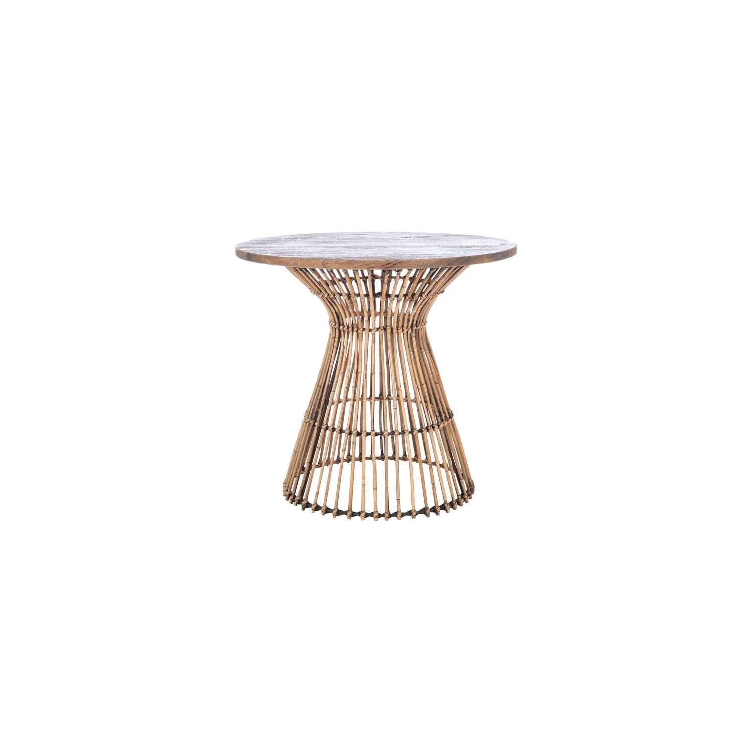 SAFAVIEH Home Collection Whent Coastal Honey Brown Wash and Black Round Accent Table - Stylish Side Table for Living Room, Bedroom & Office Decor