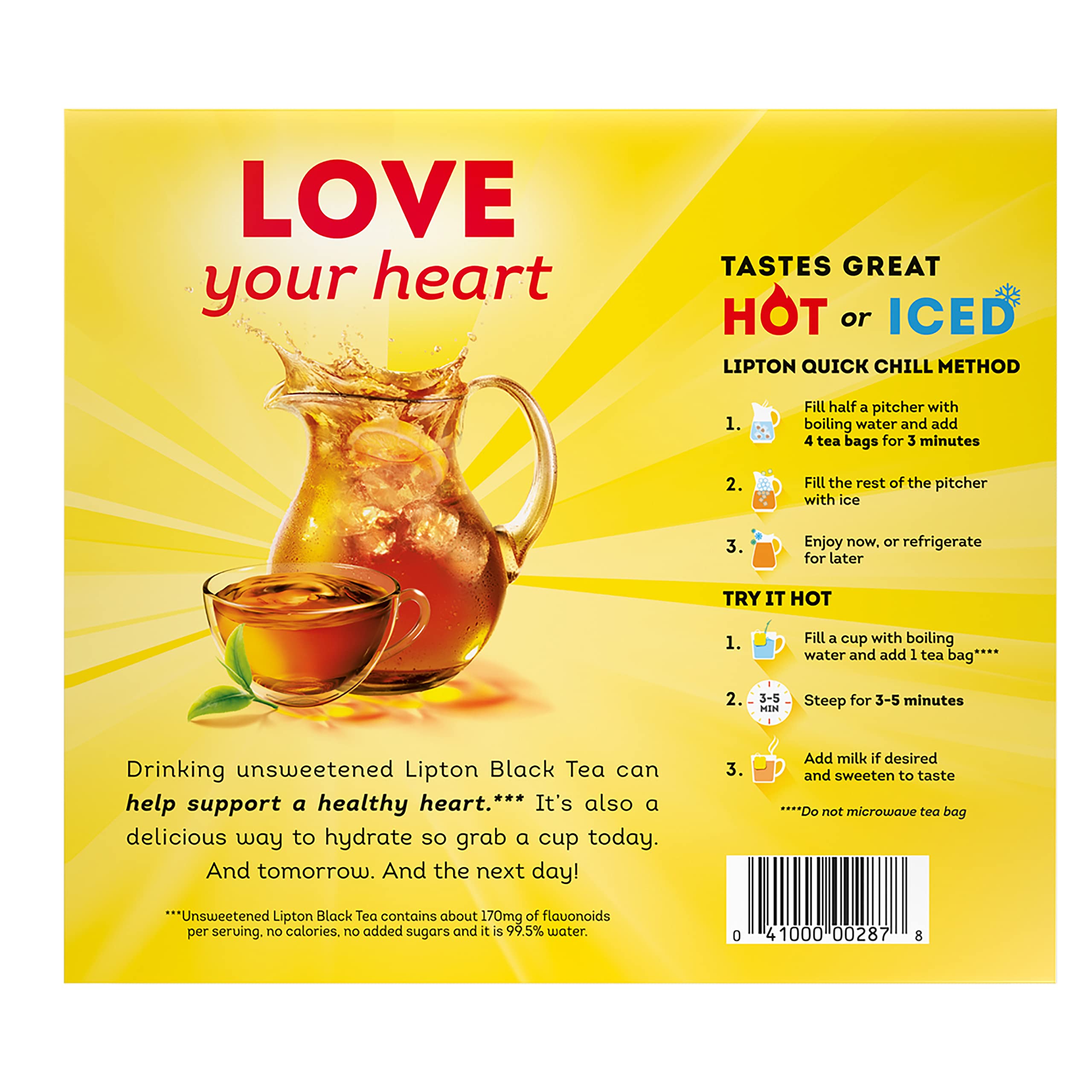 Lipton Black Tea Bags - 100 Individually Wrapped Tea Bags for Hot or Iced Tea | Premium Quality Tea for Home, Office & Relaxation | Perfect for Morning Boost, Afternoon Break & Evening Relaxation