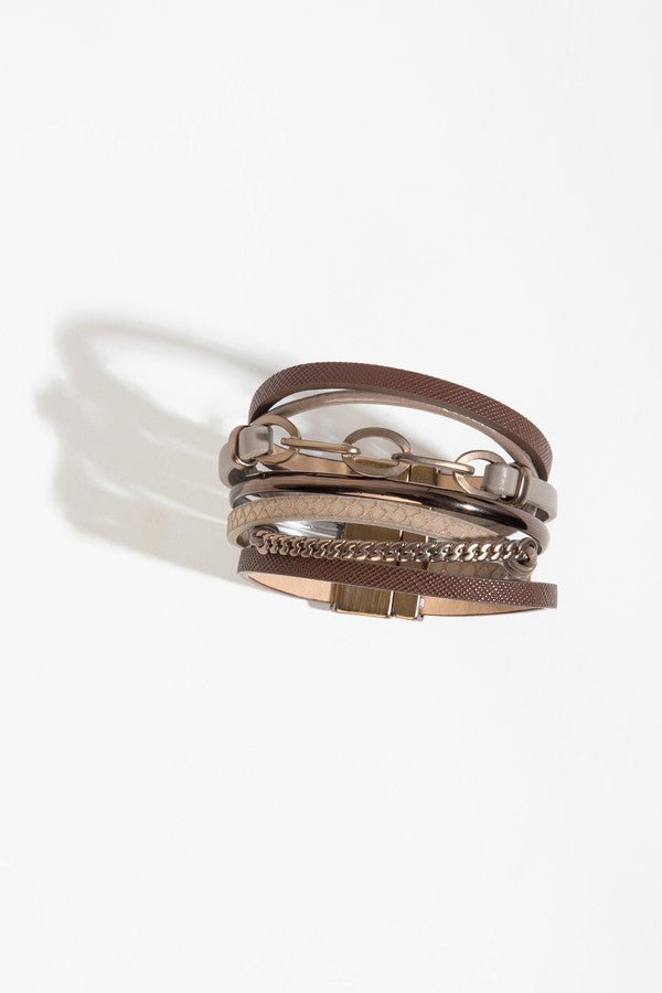 Brink Chain Link Leather Bracelet for Men & Women - Stylish Adjustable Unisex Cuff Bracelet - Perfect for Casual Wear, Gifts & Everyday Fashion Accessories